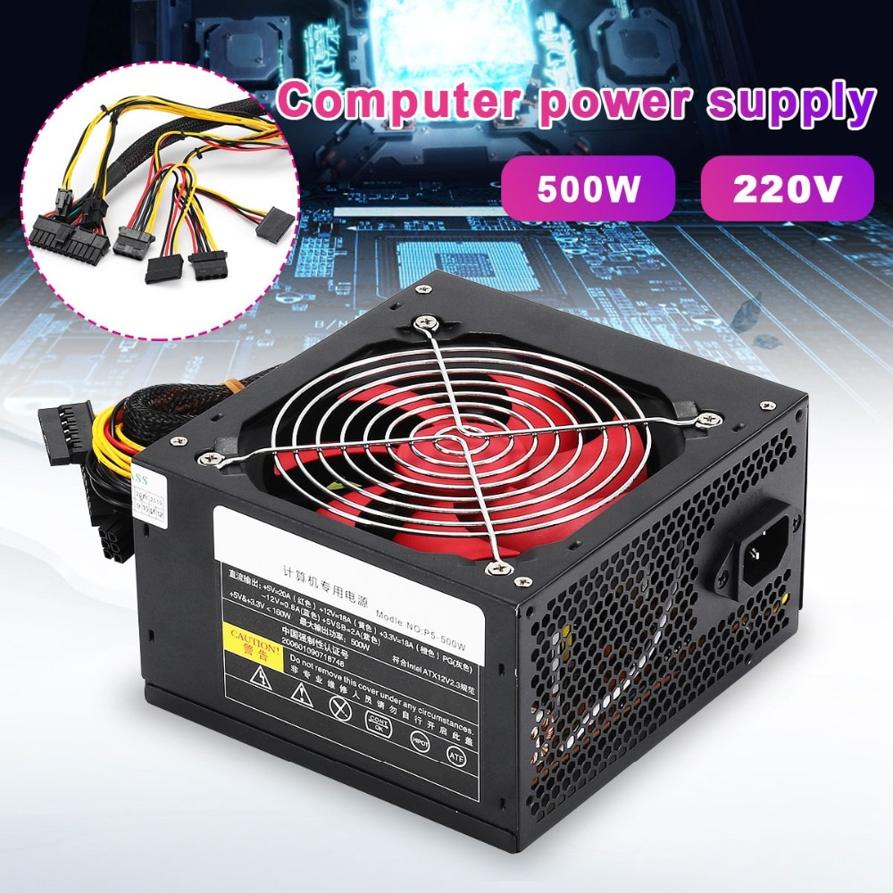 Desktop Power 400W/500W Quiet Power Switching 12V ATX BTC Power Supply SATA 20PIN+4PIN Power Supply Computer For Intel AMD PC