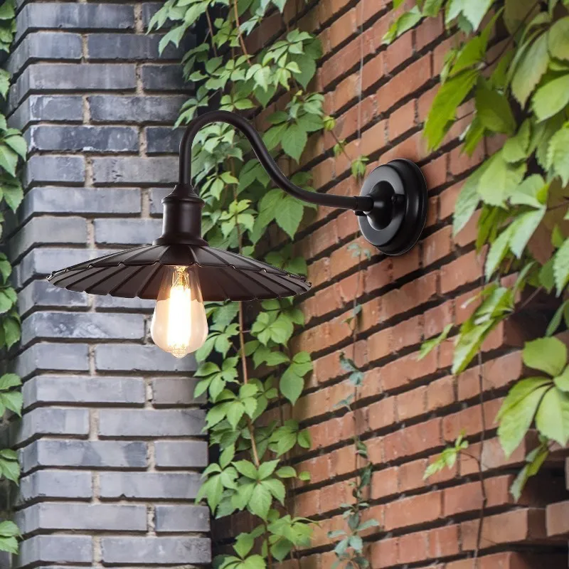Vintage vandtæt væglampe udendørs lampe til altandørsdørsdørsdørsgårdsplads korridor have industriel  e27 væglamper belysningsarmatur