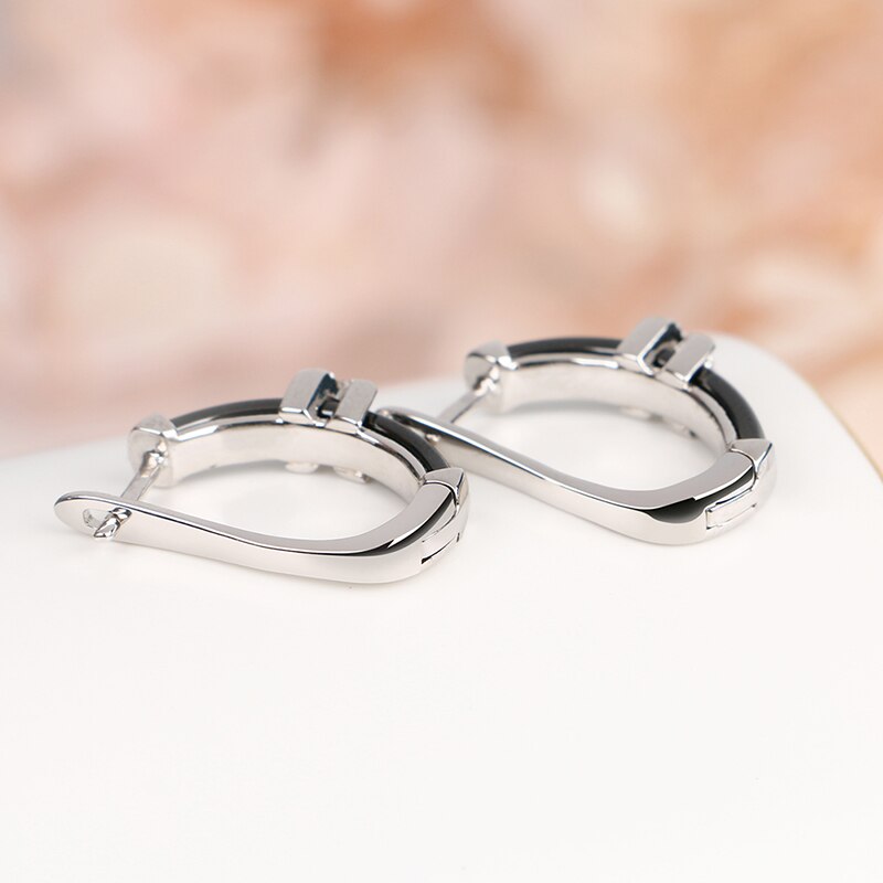 Klassische Schwarz Keramik Ohrringe 2 teile/satz Für Frauen Schmuck X Kreuz Kristall Nie Verblassen Keramik Material oben