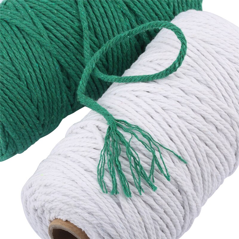 Cordon coloré 100% coton de 3mm, cordelette pour macramé artisanal, accessoire décoratif pour de mariage, 100 mètres/rouleau