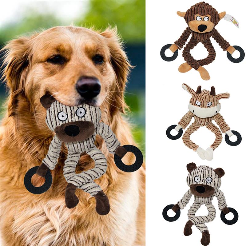 Funny Pet Dog Toys Chew Squeaky Toys Cow Bear Plush Chewing Sound Molar Bite Grinding Animal Shape for Dogs Cat Toys