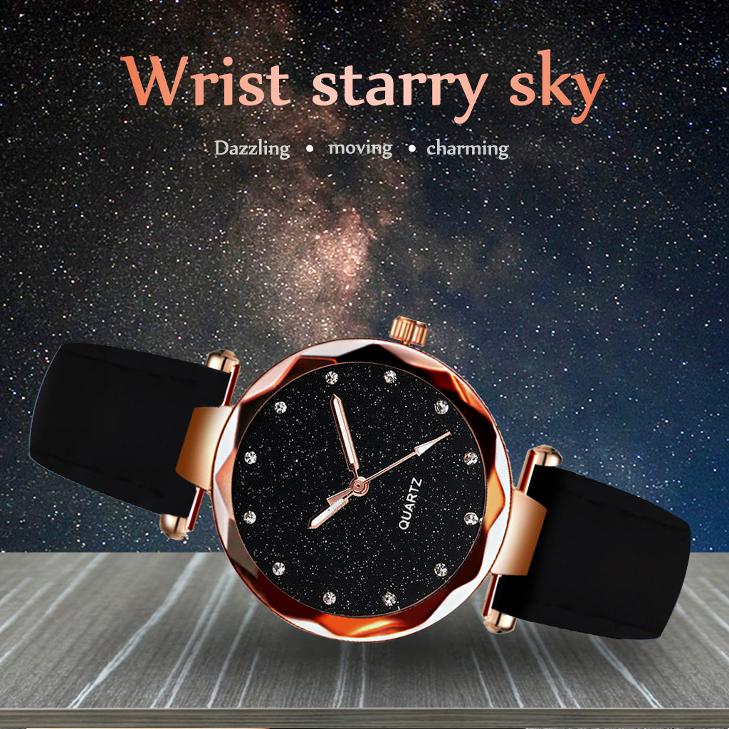 Sky Star Watch Ladies Rose Gold Quartz Watch Female Bracelet Watches Black Night sky Watch Bracelet Clock