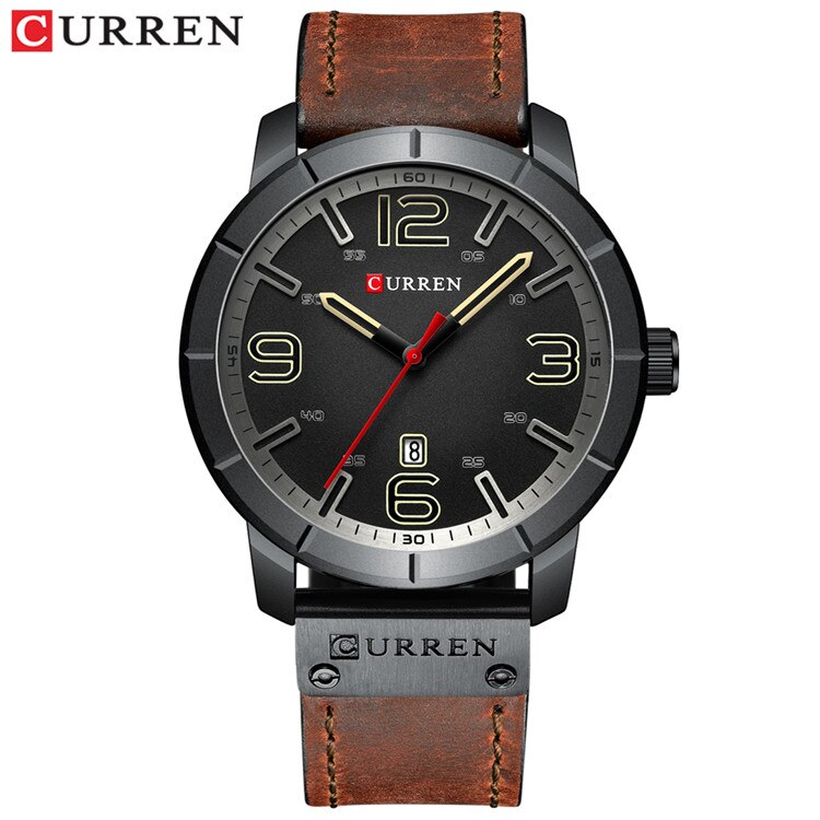 Heren Horloges Topmerk Luxe Quartz Horloge Casual Business Horloges Lederen Mannelijke Horloge Relogio Masculino: brown black watch