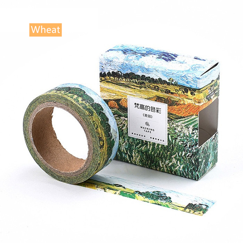 1Pcs Van Goah Schilderen Washi Tape 15Mm Starry Night Zelfklevende Decoratieve Masking Tapes Voor Journal School Office Stickers h6186: Wheat