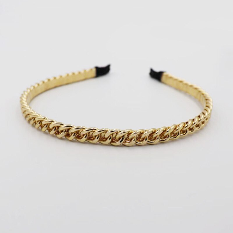 Goud Zilver Metalen Ketting Hoofdbanden Voor Vrouwen Legering Punk Stlye Haarbanden Mode Hoofd Wrap Dun Haar Hoepel Dagelijkse Haar Accessoires: Gold 1