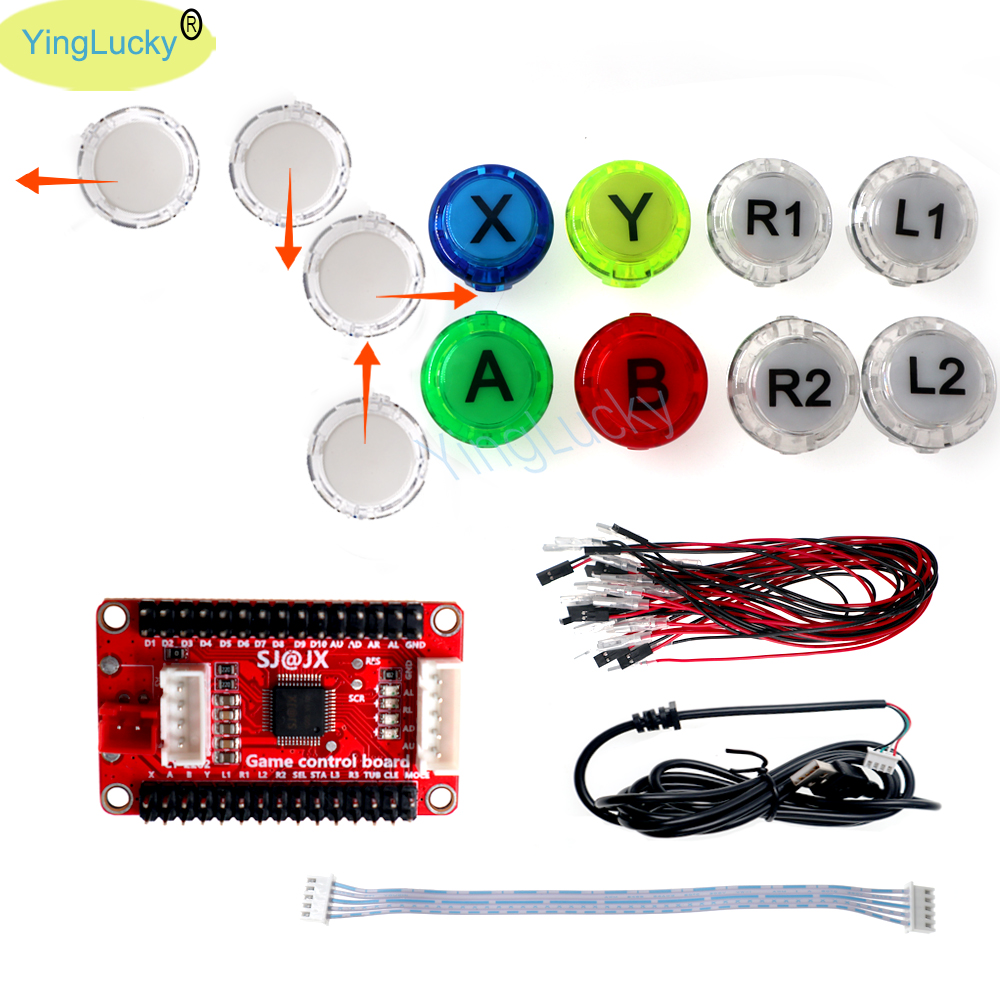 Kit de bricolaje de Joystick Arcade, Kit Hitbox se utiliza para piezas Hitbox, codificador arcade USB de retardo cero: Negro