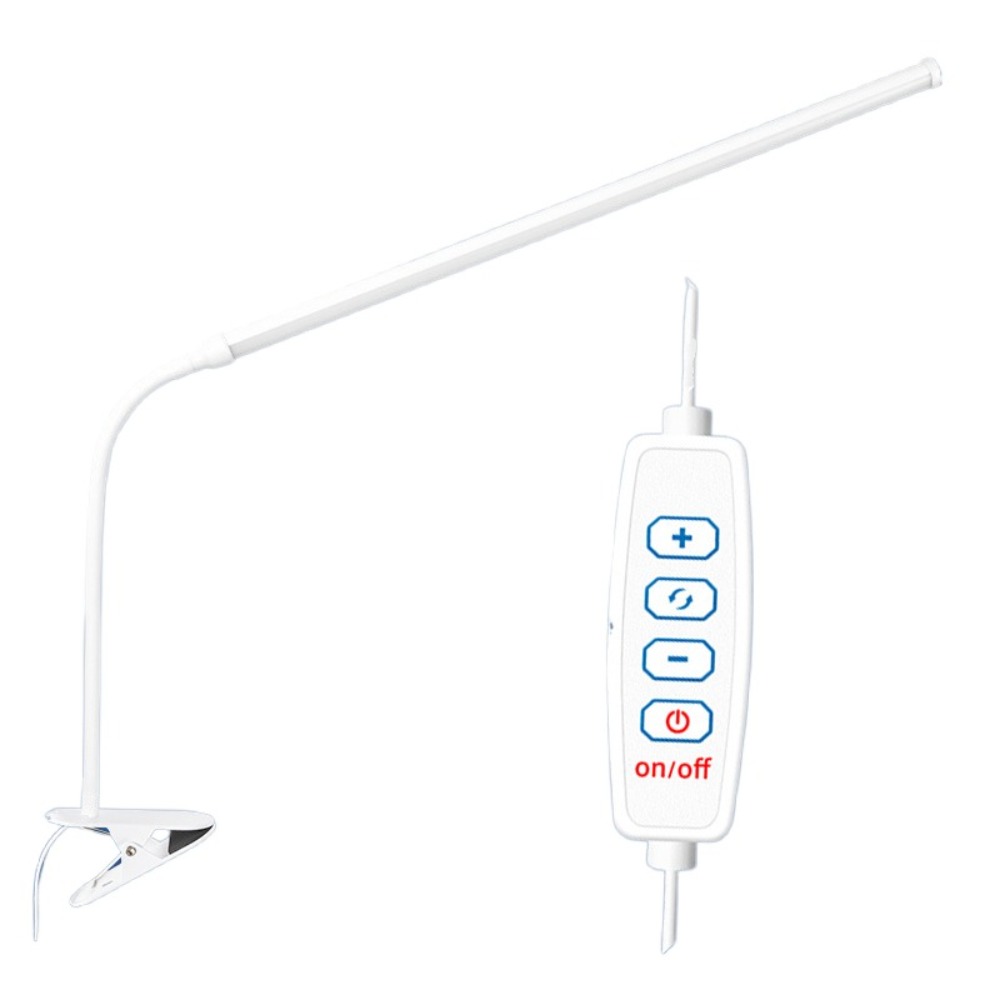 Augenpflegende LED-Schreibtischlampe zum Aufstecken, 3-Modus-Farben, lange Arme, Lese- und Arbeitszimmerleuchte, flexibel, einstellbare Helligkeit, Nagelkunstlampe: Blau