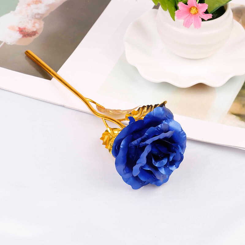 24k folie forgyldt rose guld rose bryllupsdekoration blomst valentinsdag elskers rose kunstig guld / lilla / rød / blå / rose: Blå