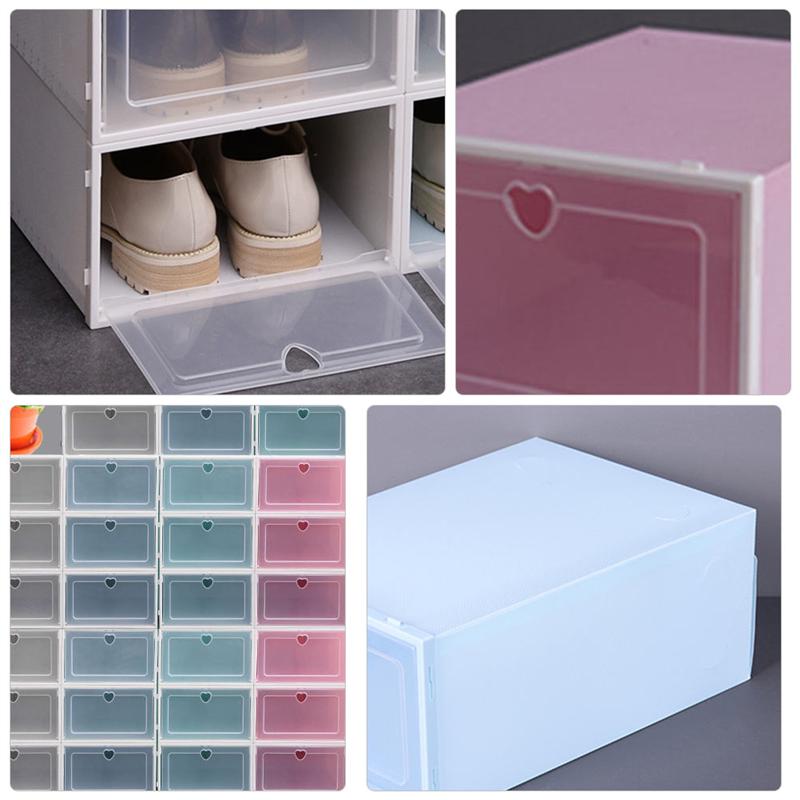 4 Uds transparente tipo cajonera zapatos caja de almacenamiento caja de zapatos tipo cajonera apilable de plástico contenedor para zapatos