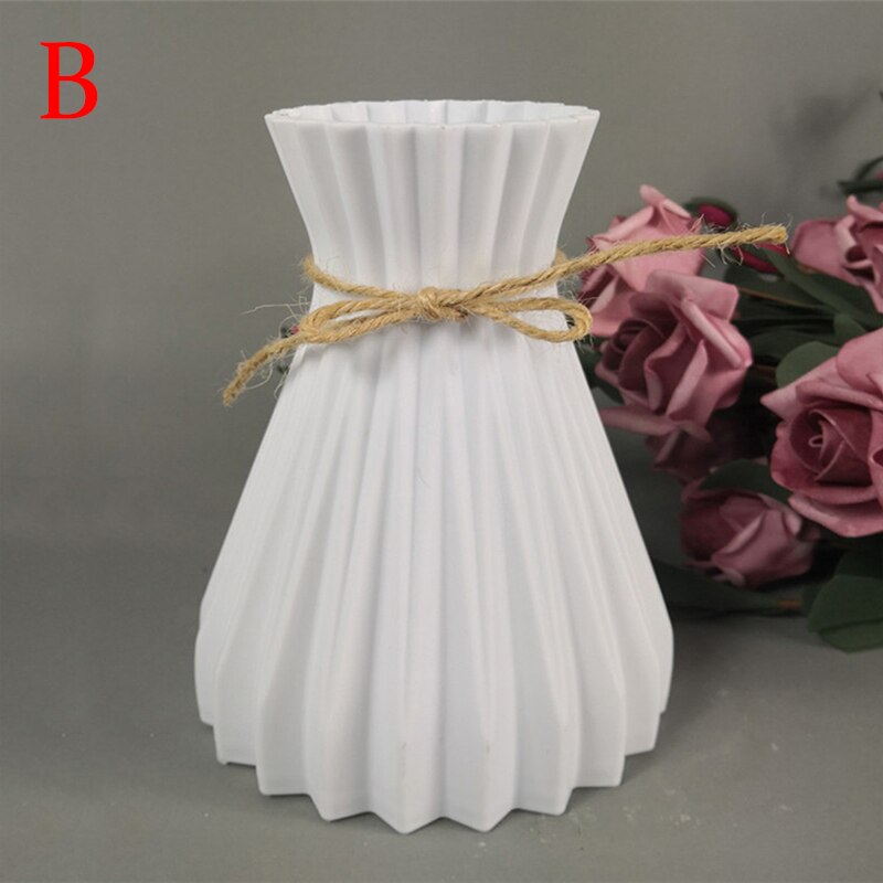 Wazon plastikowy nowy nowoczesny minimalistyczny biały szary czarny różowy imitacja kwiat rattanu wazon wysokiej jakości domu salon rzemieślnicze dekoracje: B