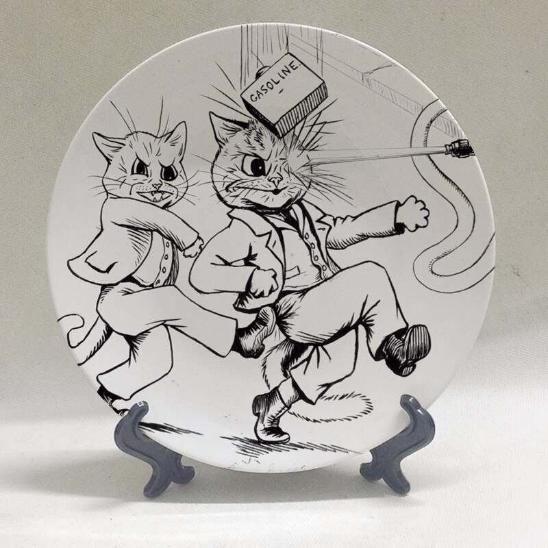 Louis Wain anthropomorphic cats Kaleidoscope Cats wall decorative hanging plate artistic ceramic craft background decoration: L