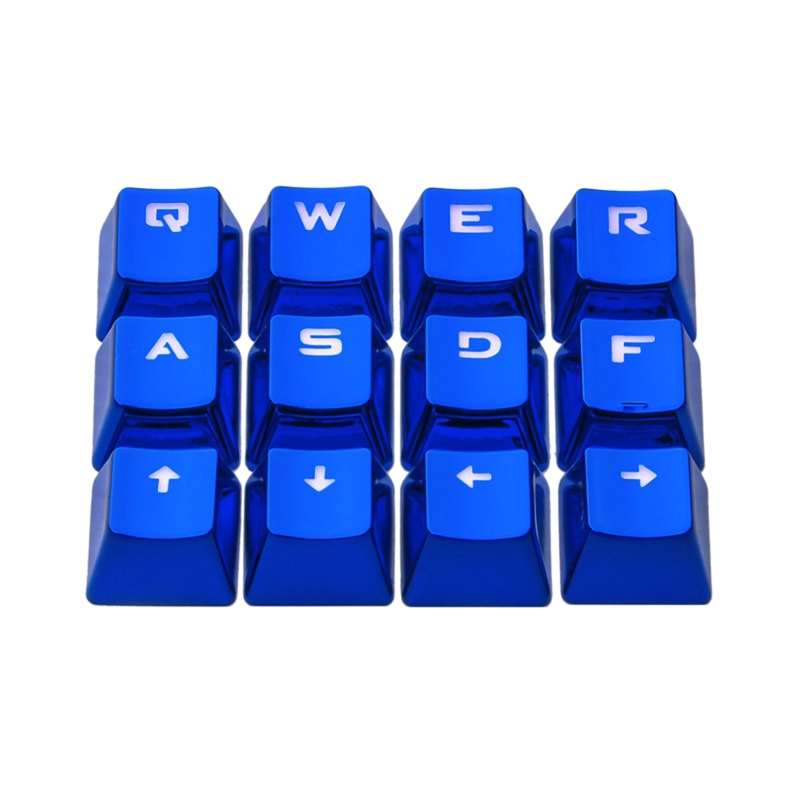 12 Key Keycaps Electroplated Metal Coating PBT Game Player Keycaps for Mechanical Keyboard 12 Keys Cool DIY Backlit: Blue