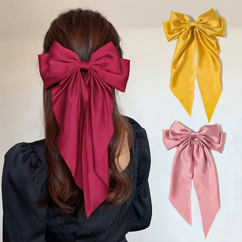 Épingle à cheveux à grand nœud pour femmes et filles, bandes de sauna coréennes, barrettes à gros nœud papillon, pince à queue de cheval pour document solide, accessoires pour cheveux de mariage