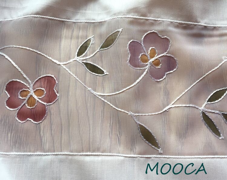 rustic flower embroidered short kitchen curtain cafe curtain white curtain