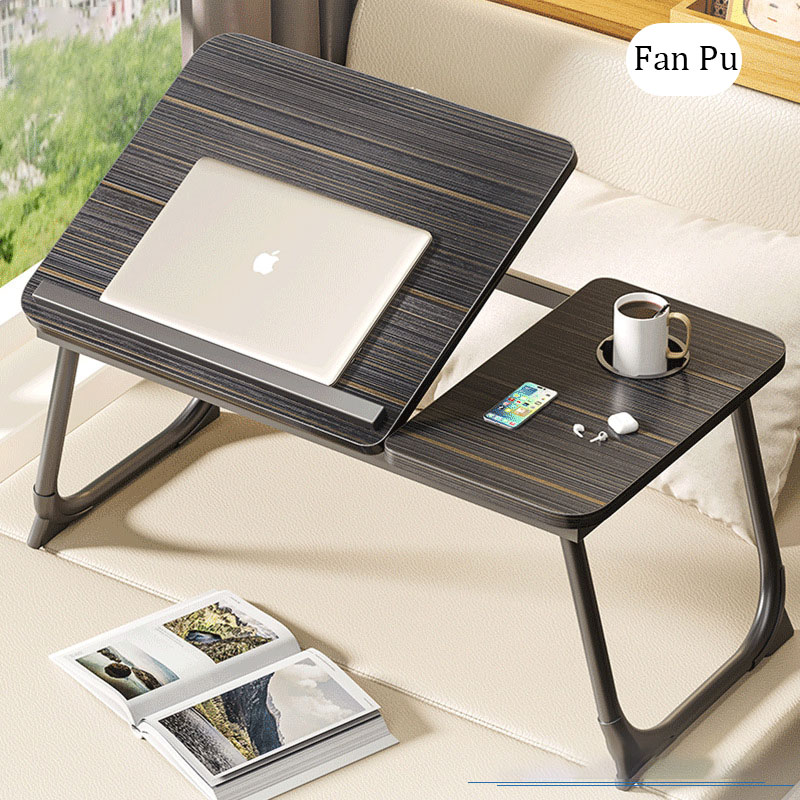 Laptopbord för säng eller soffa, knäbord, skrivbord för att arbeta i sängen, skrivbord för hemmakontor, frukostbricka, skrivbord med mugghållare