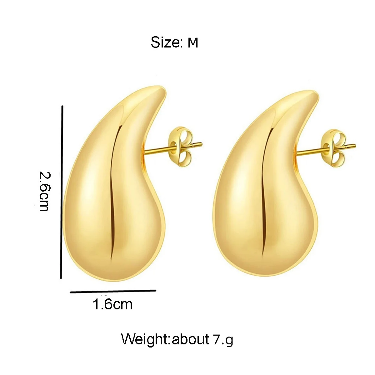 Andara 925 Sterling Silver Teardrop Earrings Eye-Catching Style Metal Texture 18k Gold Jewelry: GRAY