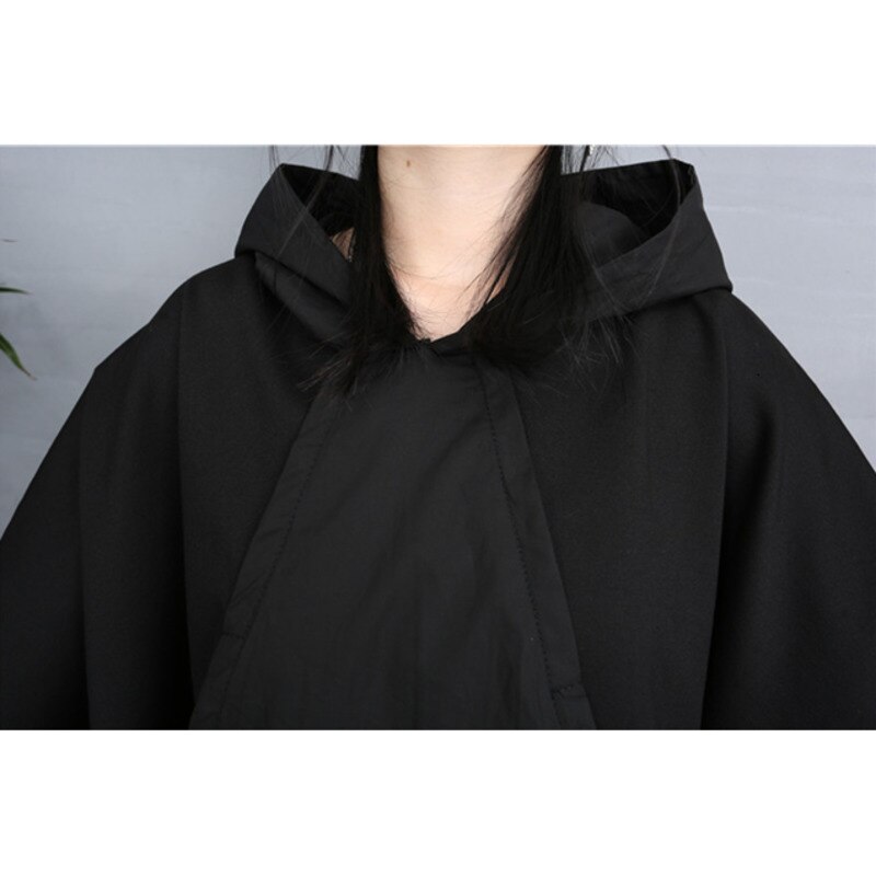 Black Hip Hop 2 Piece Set Autumn Oversized Tracksuit Hooded Tops + Harem Pants Women Suit Female Cloak Bat Shirt Clothing