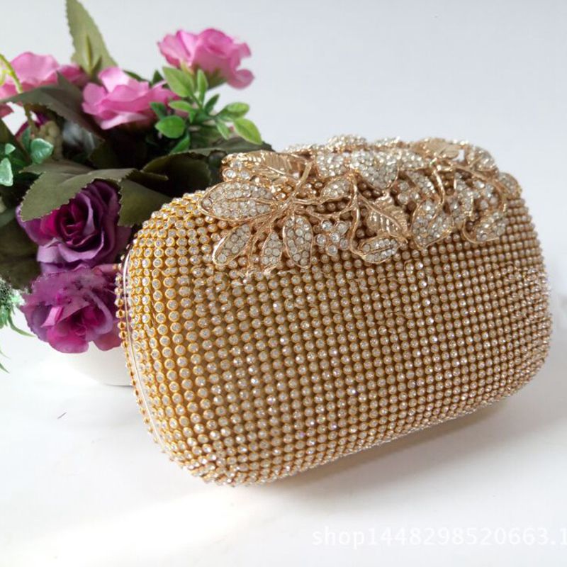 Unieke Gouden Strass Avondtasje Clutch Purse Party Bridal Prom