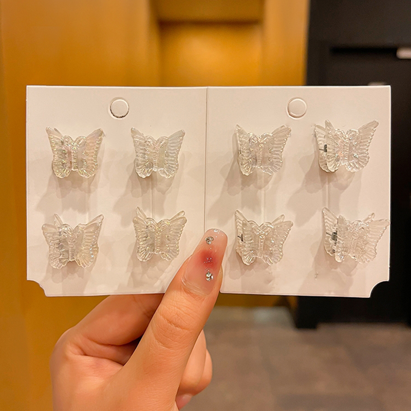 Artiglio per capelli carino Dolce affrescare Piccola farfalla Fiore Pinza clip intrecciate Ragazza Bella trasparente mini Morsetti per capelli Barrettes: Colore rosa