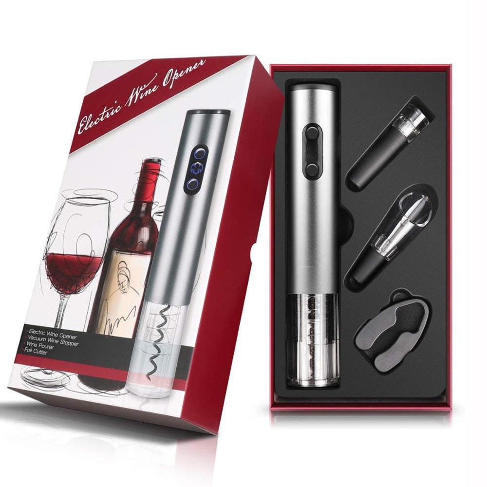 Electric Wine Bottle Opener Set Automatic Corkscrew Red Wine Opener Stopper Pourer Foil Cutter Kit Bar Accessories Year