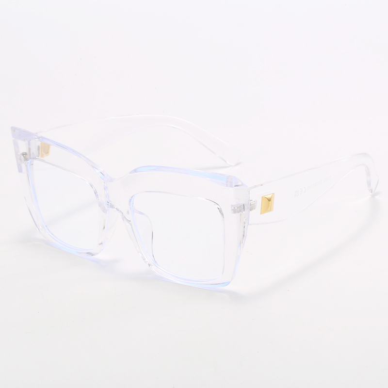 Monturas de gafas cuadradas de gran tamaño para mujer, gafas de azul antiluz azul, lentes ópticos, gafas grandes de de lujo para mujer: Blanco