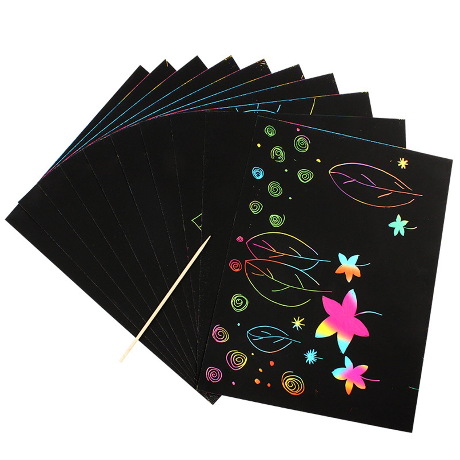 10PCs scratch art paper Colorful scratch Paper Study accessoires Art Set, Sheets Magic Scratch Art Black Scratch: Default Title