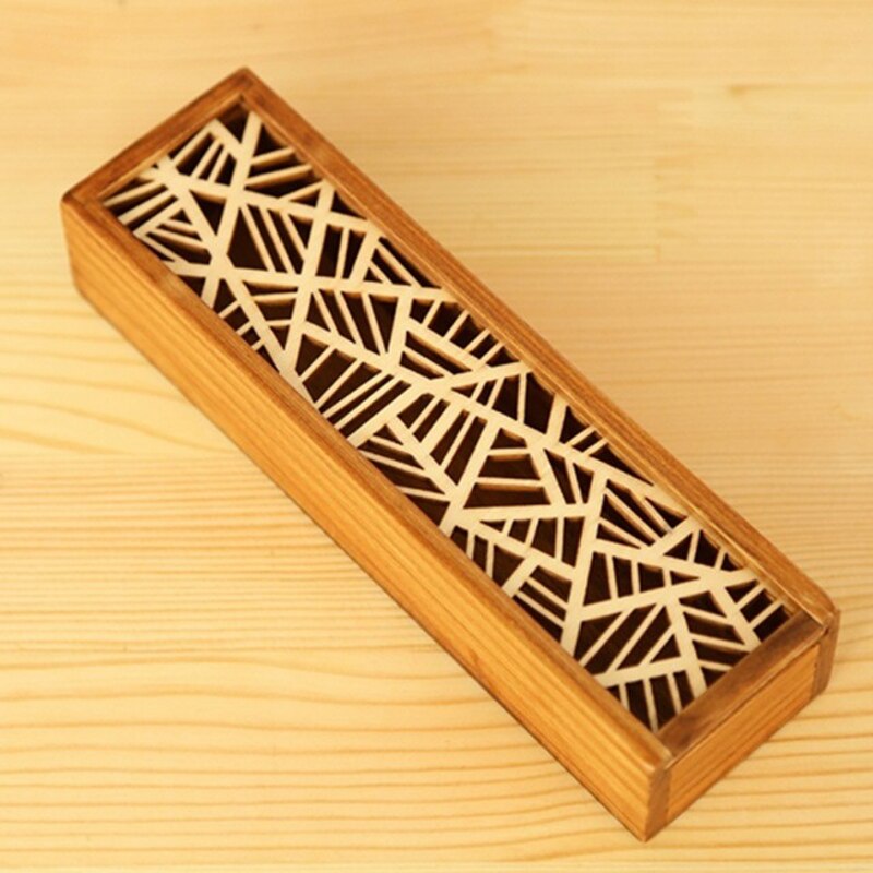Wooden Hollow Office Desk Storage Box For Pencil Case Jewelry Stationery Storage Box Cosmetic Organizer Desk Accessories: D