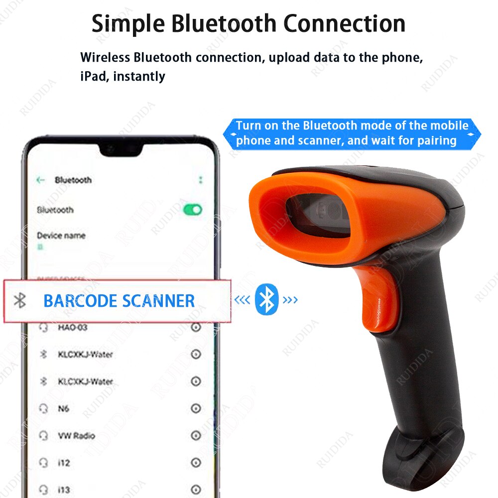 Handheld kabellos Scanner 2d QR Barcode Scanner verdrahtet 1D/2D QR Code Leser Bluetooth Bar Code Scanner USB PDF417 barras