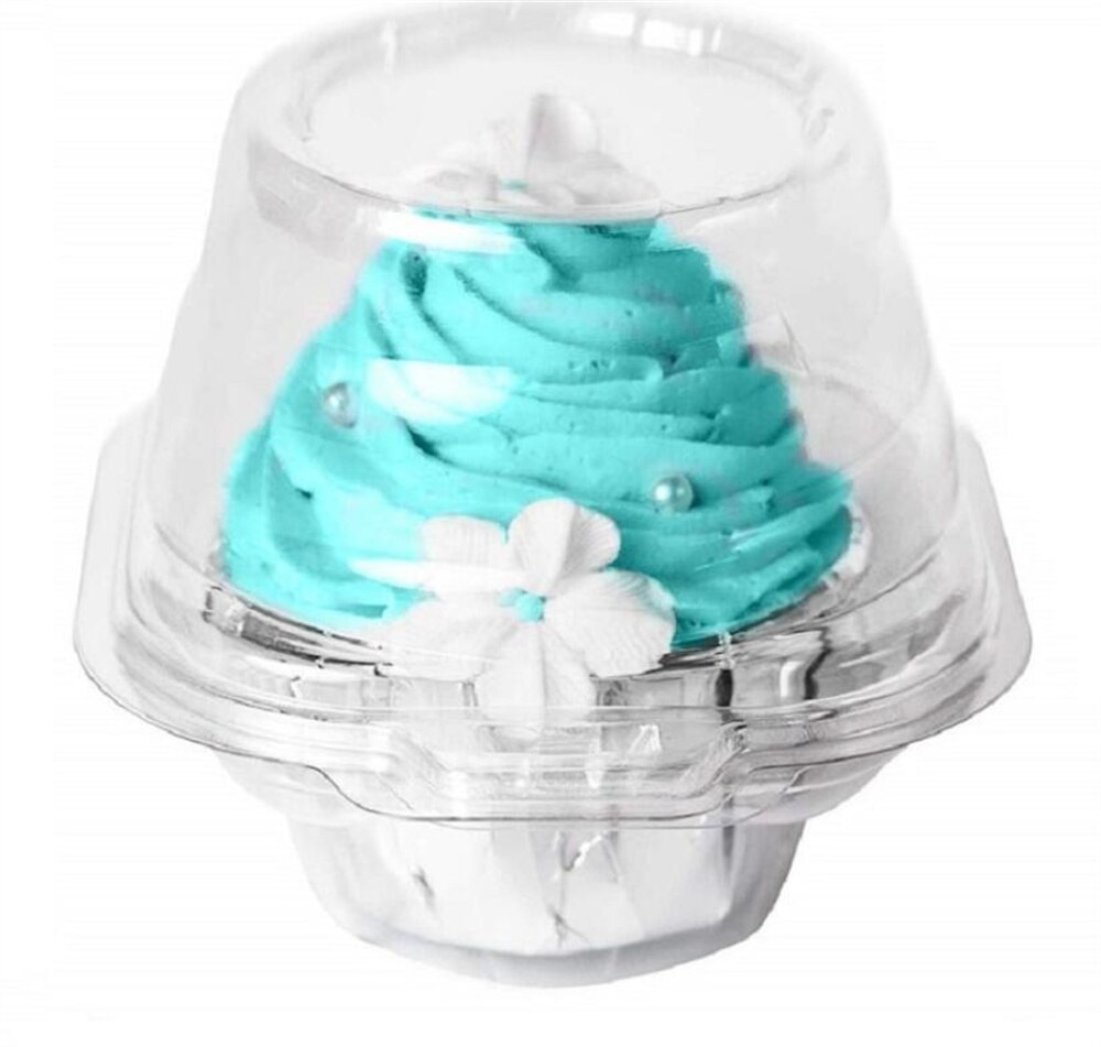 100pcs/lot Individual Plastic Cupcake Containers Disposable - Mini Fluted Cake Container - BPA Free Single Muffin To Go Case
