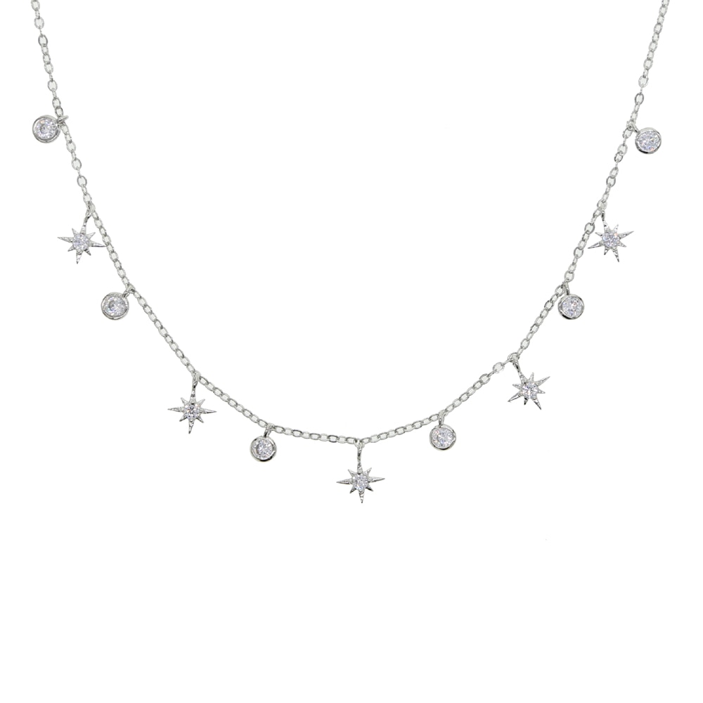 cz star charm choker necklace gold silver color trendy women jewelry