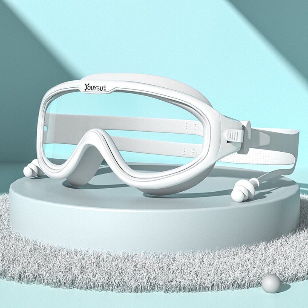 Children's Swimming Goggles Big Frame Boys And Girls Earplugs Set Waterproof And Anti-Fog Swimming Goggles