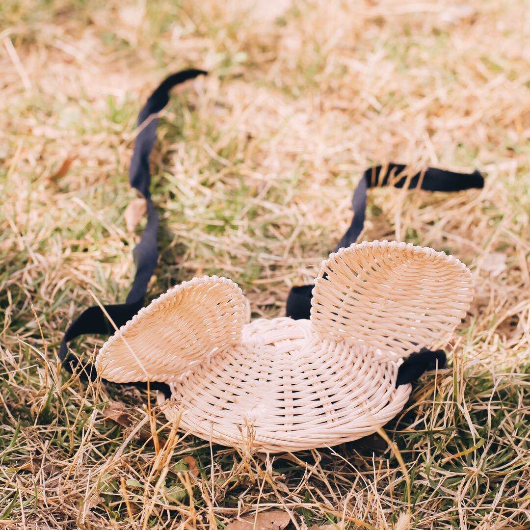 INS Rattan Bicycle Storage Basket Children Cute Picnic Basket Wicker Straw Storage BackPack Multi-use Girls Kids Room Decor: hat