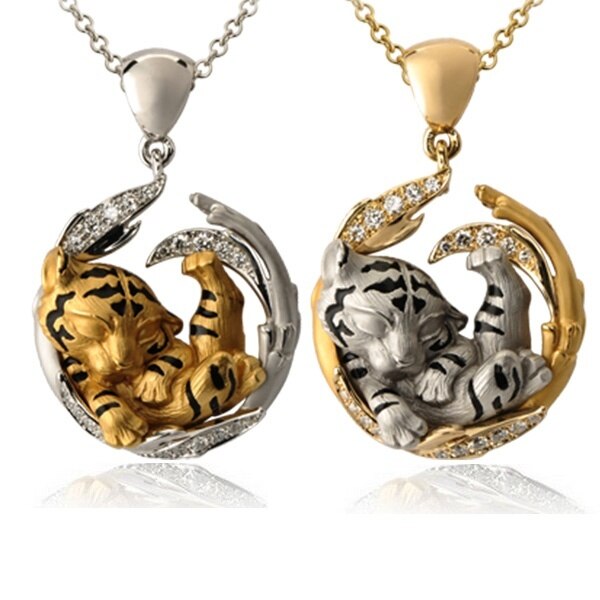 NPKDS Neue Einzigartige Traum Tiger Anhänger Goldene Tiger Halskette Tiger Anhänger