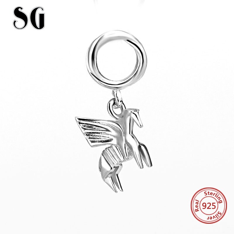 Sg 925 Sterling Zilver Mooie Origami Little Konijn Paard Boot Diy Bedels Hangers Kralen Fit Authentieke Europa Armband Sieraden
