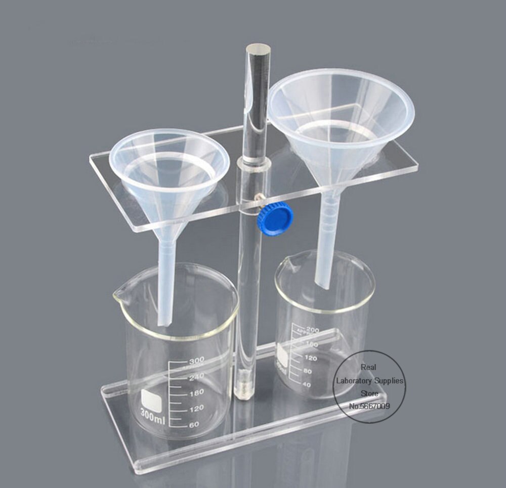 Soporte de embudo de vidrio orgánico, estante de soporte PMMA, suministros de laboratorio con 2 agujeros o 4 agujeros, tamaño de poros de 35mm, 1 ud.