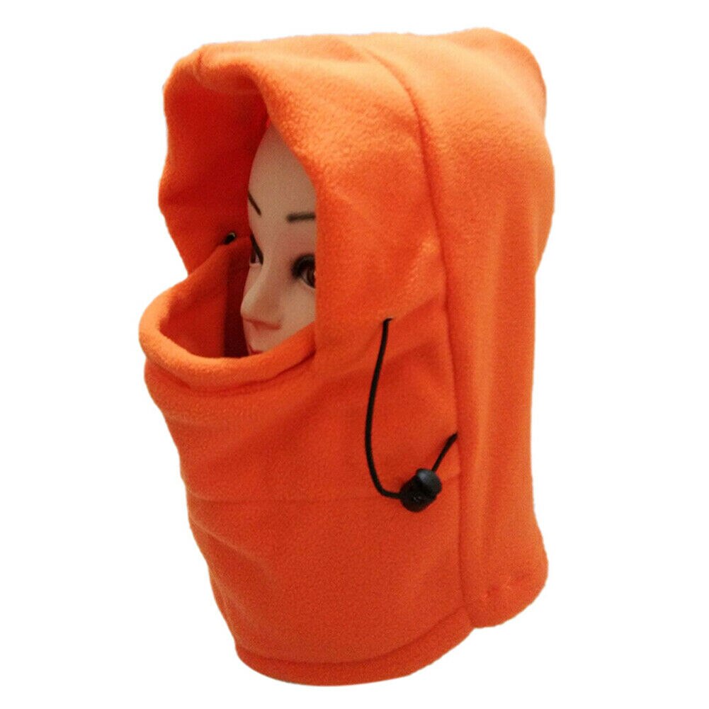 Unisexe hiver Snood polaire écharpe capuche cou visage masque couleur unie cyclisme Ski chapeau: Orange