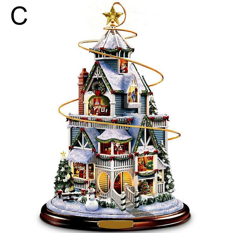 Christmas Wallpaper Tree Rotating Sculpture Train Decorations ornament Create Stickers festival atmosphere Paste Window Pas O9G5: C