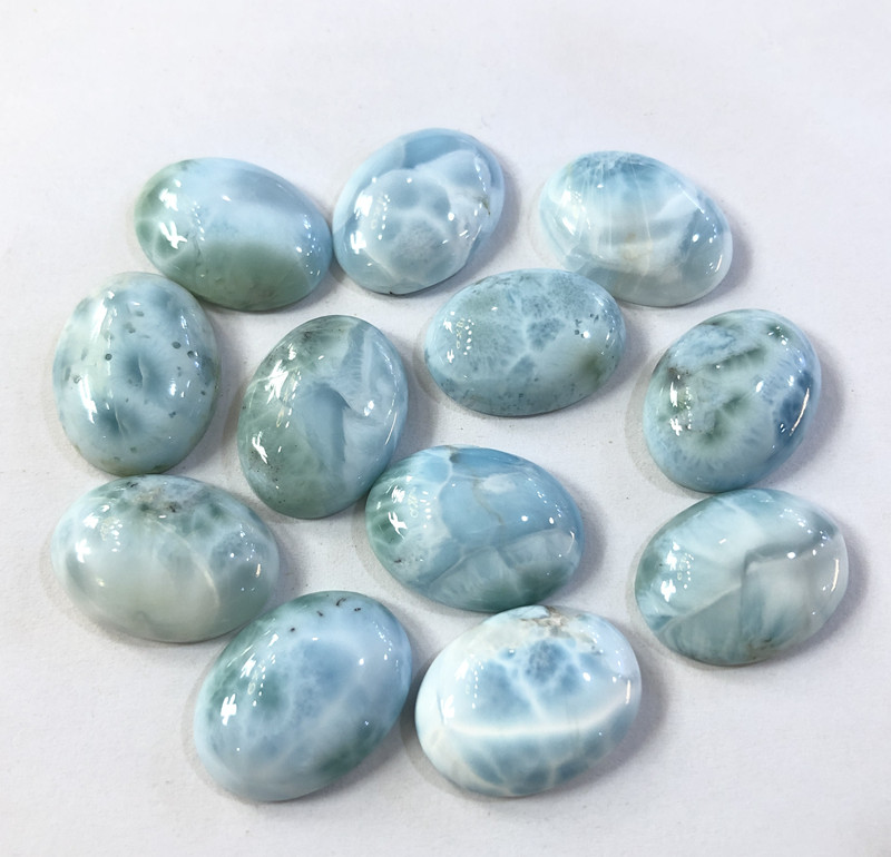 100% echte Larimar Cabochon 15x20mm Flachen boden Oval bilden natürliche Edelsteine Perle Schmuck Accessorie1pc