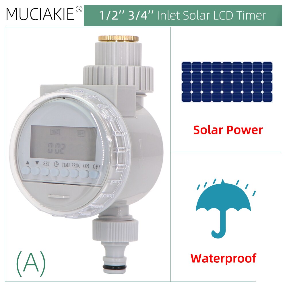 Temporizador de riego de energía Solar para jardín, sistema de controlador de riego automático electrónico para invernadero, con goteo,: A