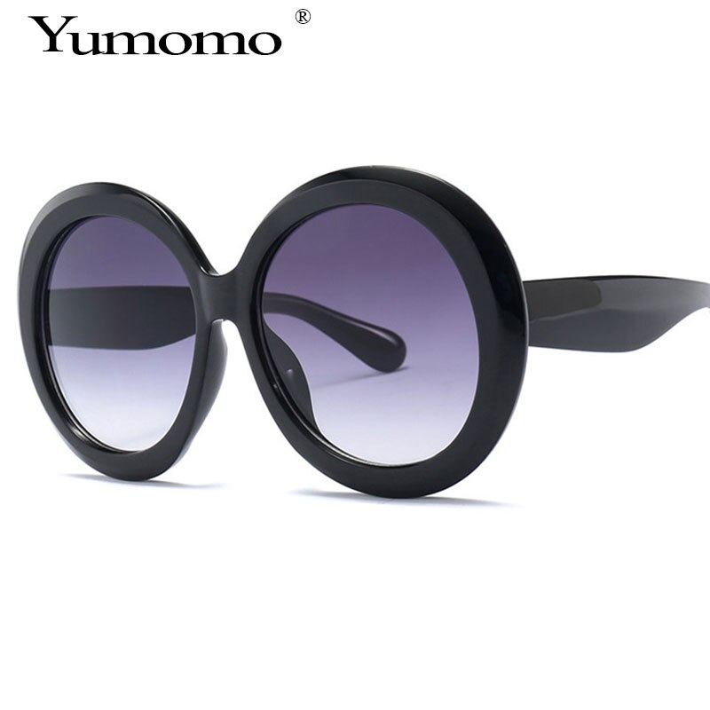 YUMOMO Vintage Big Oversized Round Sunglasses for Women Black Green Frame Eyewear Retro Sun Glasses Female Shades UV400