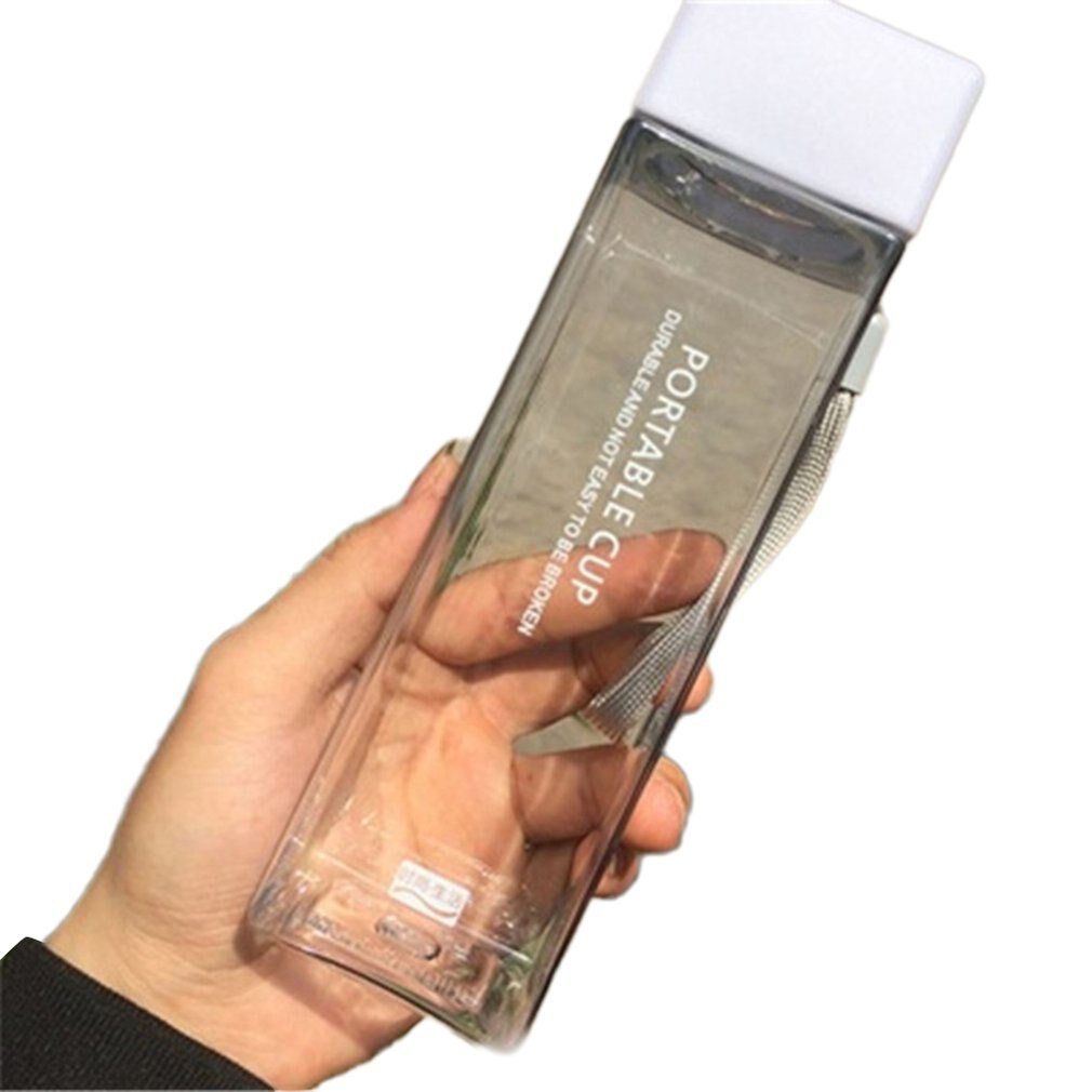 Plastic Water Cup Portable Transparent Portable Plastic Cup Personality Square Cup 480ml Practical