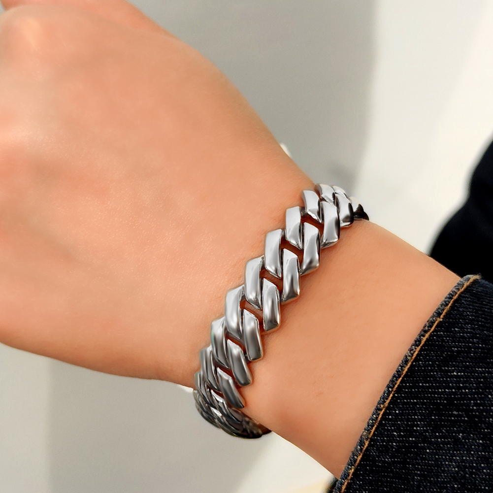 Pulseras de cadena cubana con eslabones helados de 14MM para hombres y mujeres, diamantes de imitación completos, pulsera cubana gruesa de Miami, de joyería Punk Hip Hop: 16.5 cm / Verde Dragonly