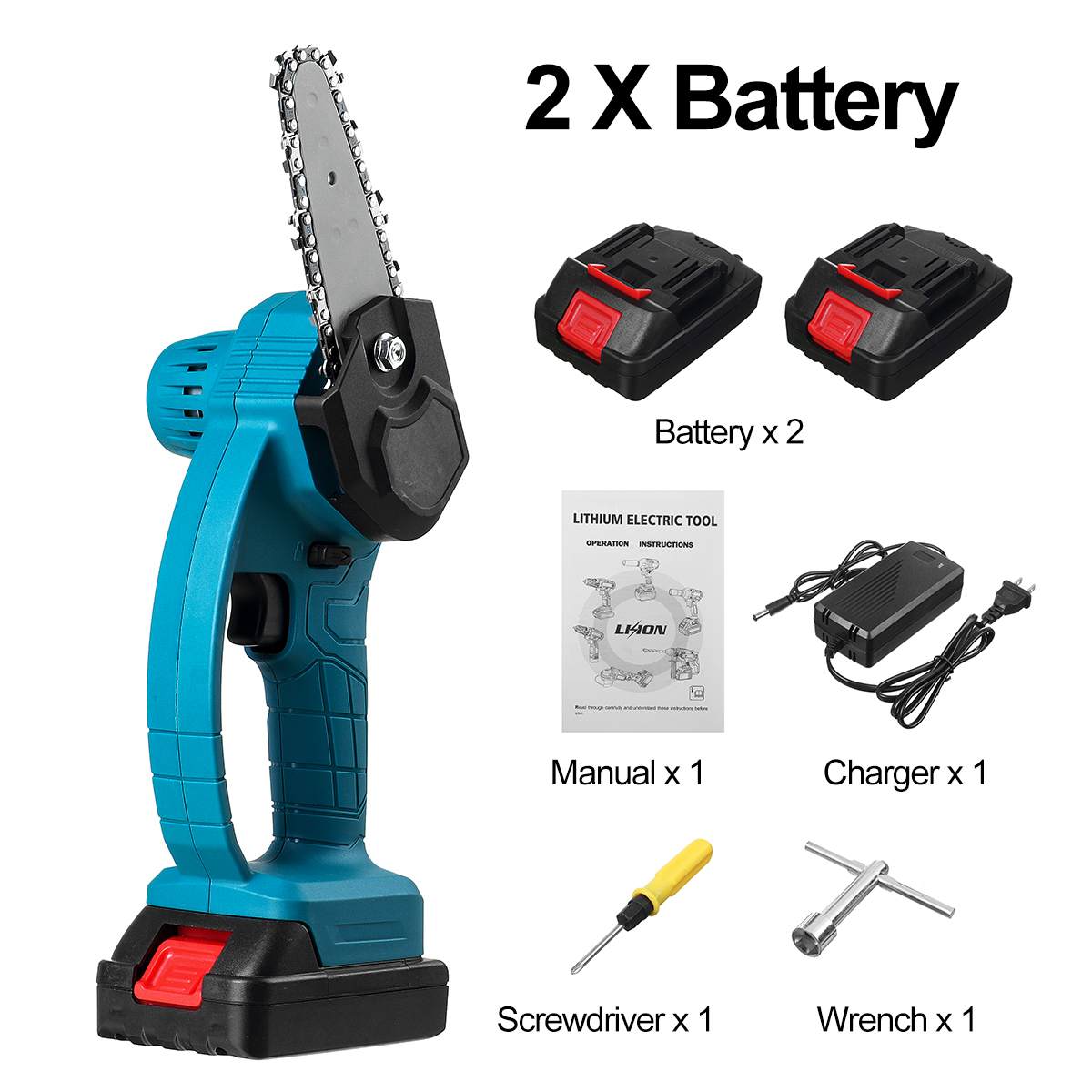 88V 3000W 4 Inch Mini Elektrische Kettingzaag Kettingzaag Met 1/2 Batterijen Houtbewerking Snoeien Een-Handed Tuin power Tools: TypeB 2 battery