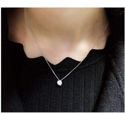 BLACK AWN 925 Sterling Silver Necklace for Women Cute Round Necklaces Pendants Sterling Silver Jewelry K046: Box Chain