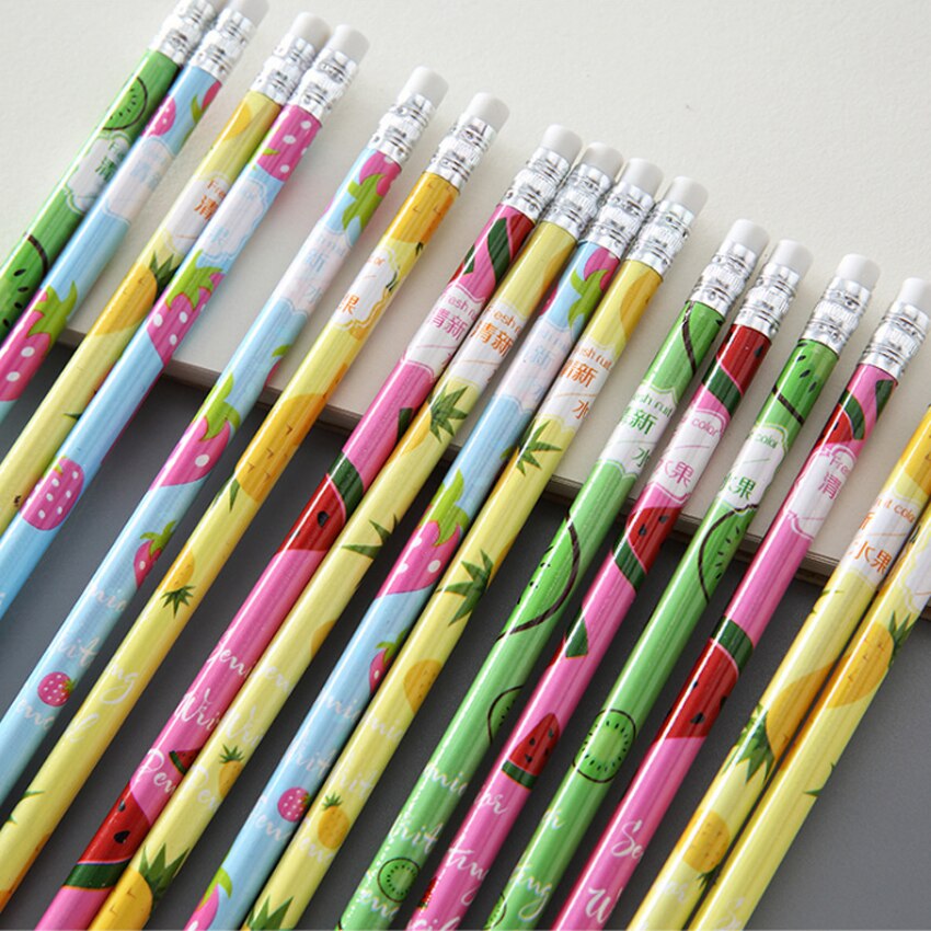 12 unids/pack Kawaii fresco lápiz con motivos frutales boceto dibujo niños papelería, útiles Escolares Tumblr escolar artículos para estudiante