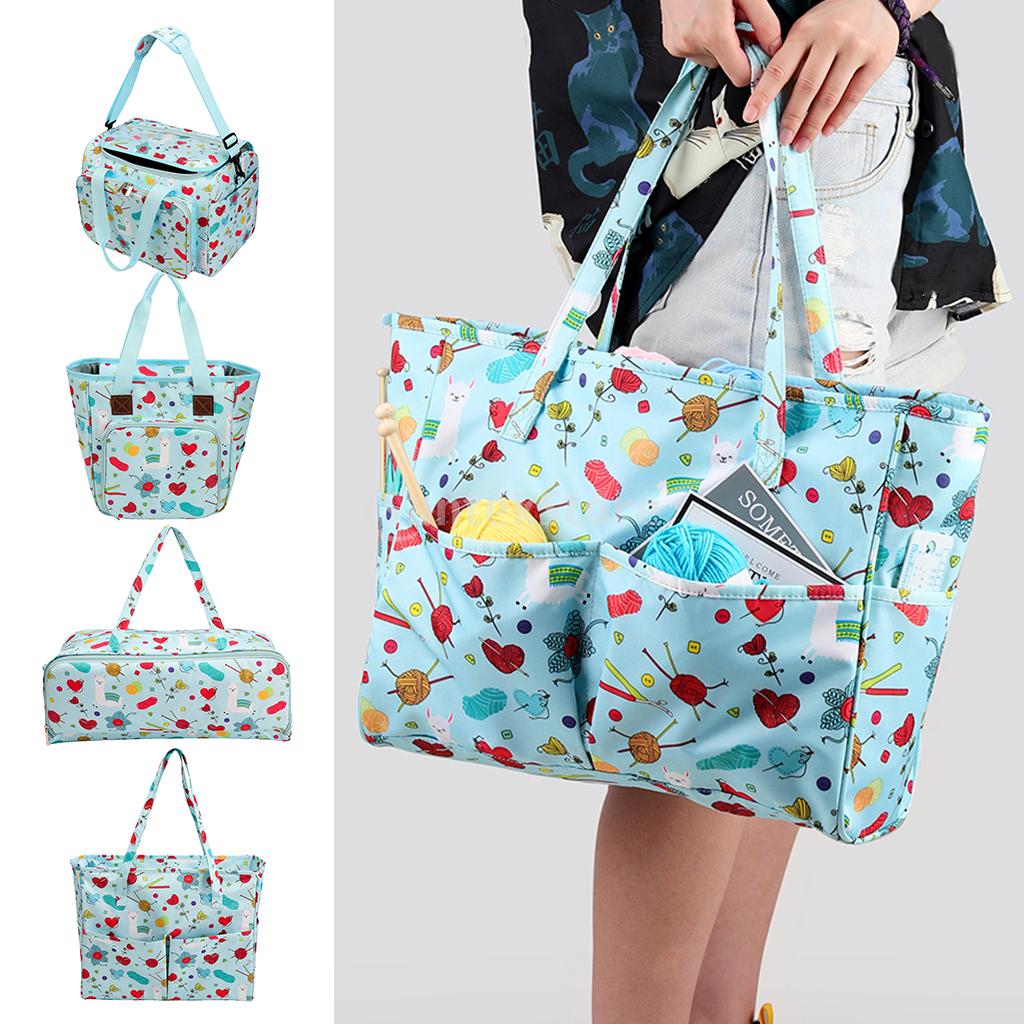 Bolso de Punto ligero con cremallera, bolsa de hombro con aguja de ganchillo, caja de hilo, accesorios de costura, organizador de almacenamiento, bolso de ganchillo