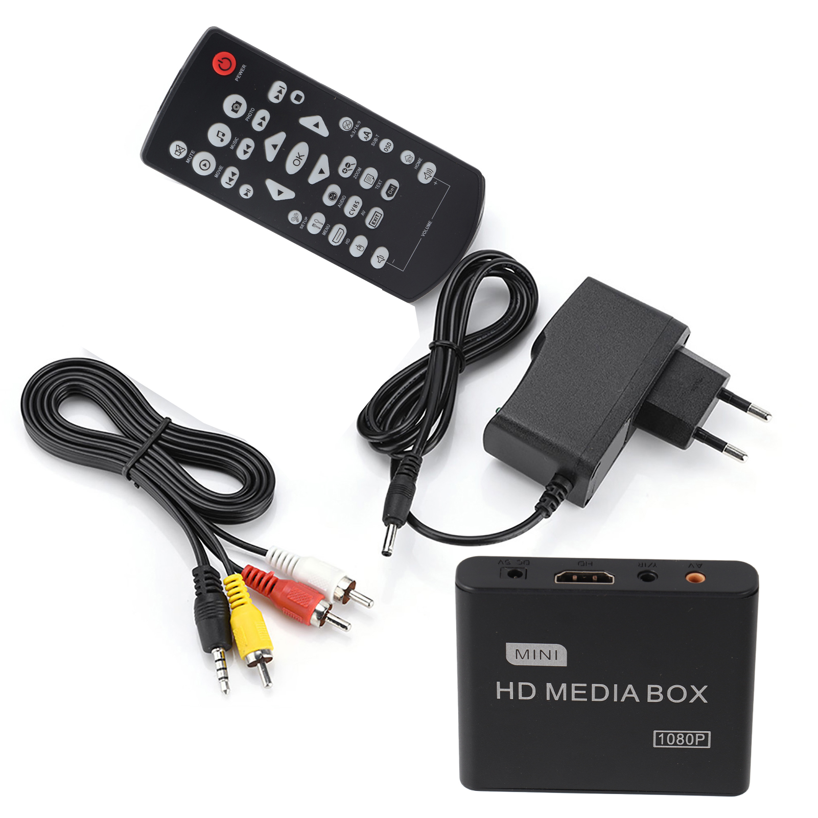 High Definition Media Player Media Player Full HD Mini Box Media Player 1080P Media Player Box Support USB MMC RMVB MP3 AVI MKV: black