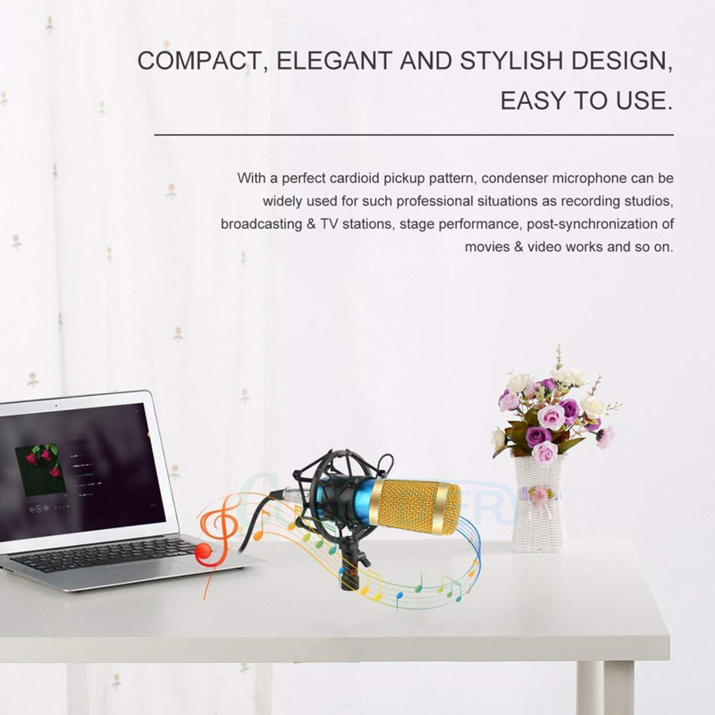 COOL DIER BM800 Condenser Microphone With Shock Mount Mikrofon Condenser Sound Recording MIC For Radio Braodcasting