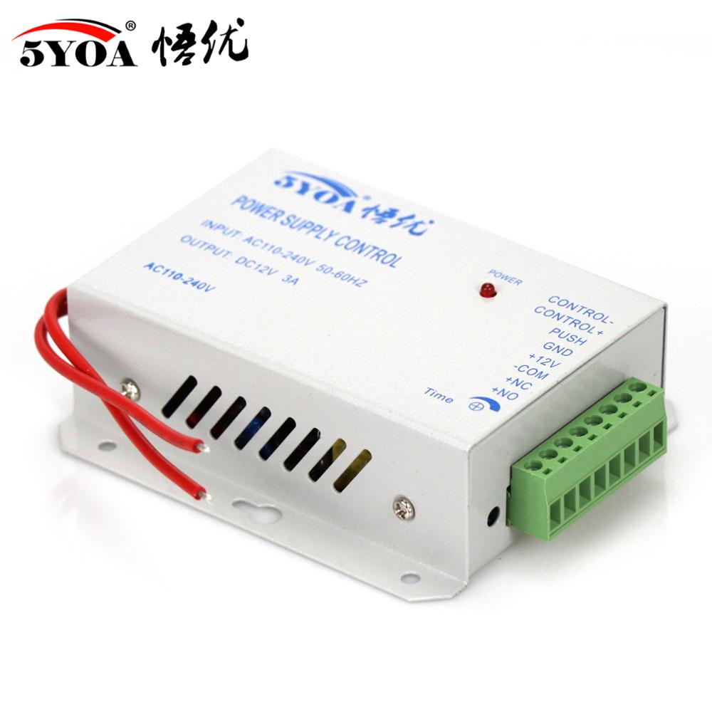 Access Control Power Supplier Transformer DC 12V 3A Door system Switch AC 110~240V Delay time max 15s Control