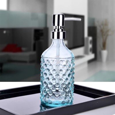 European Style Glass Hand Sanitizer Bottle Lotion Bottles Bath Shower Gel Shampoo Press Liquid Soap Dispenser Bathroom Supplies: C